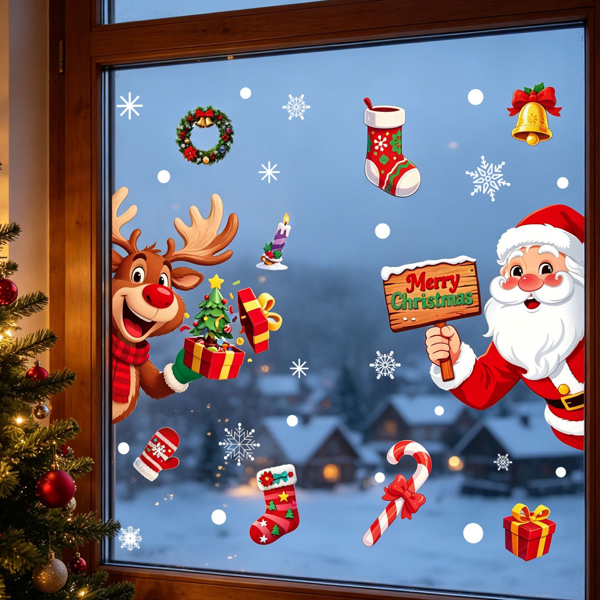 Christmas Static Glass Sticker - đánh giá và giá Elk Bugle Call